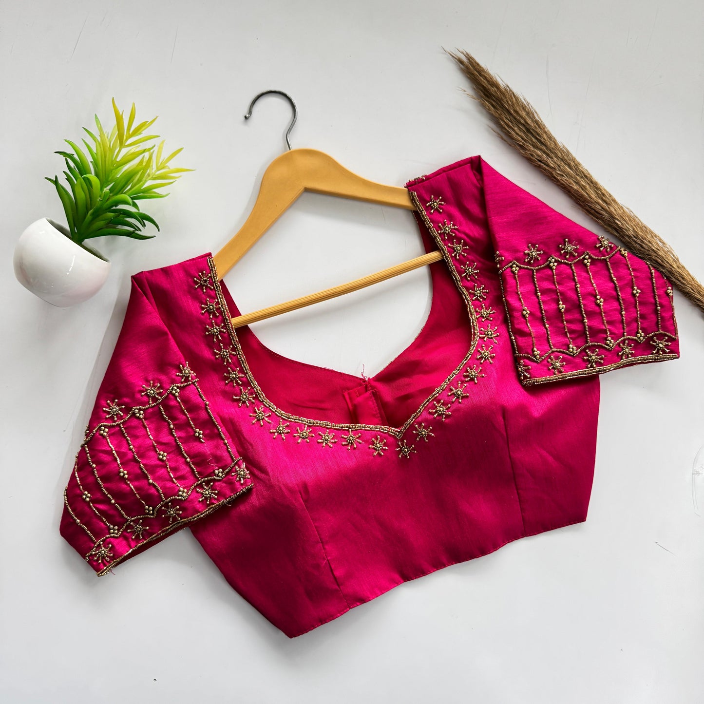 Beautiful handwork all over front and sleeves with designer handwork ready made blouse