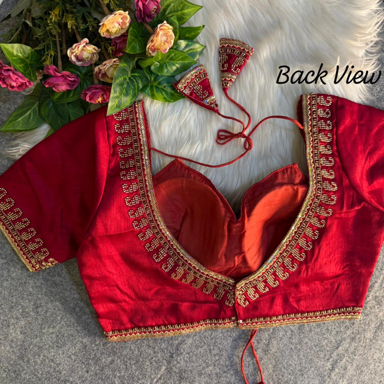 Beautiful heavy beads work ready made blouse