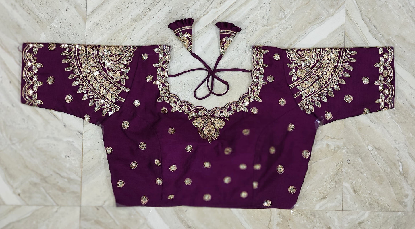 Bridal soft smooth silk ari work ready made blouse