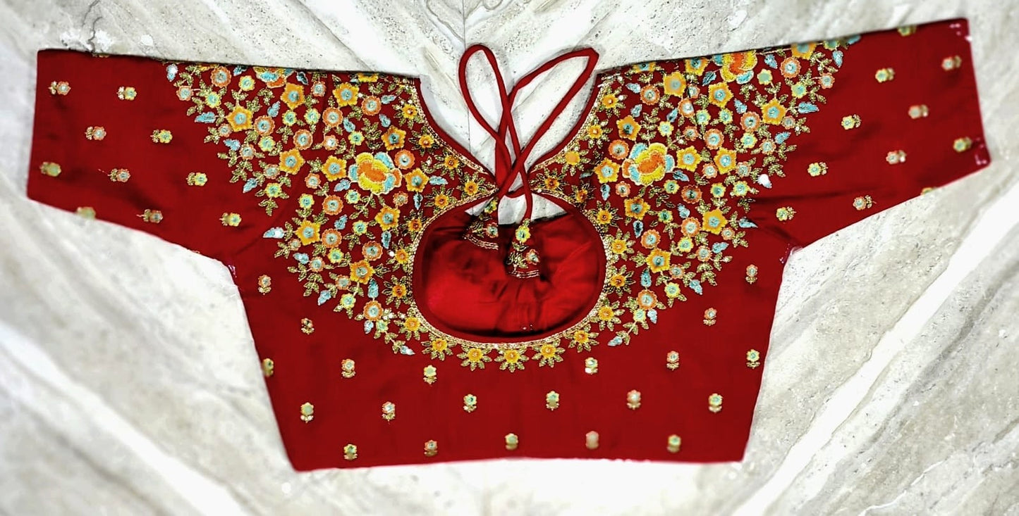 Bridal embroidery ready made blouse