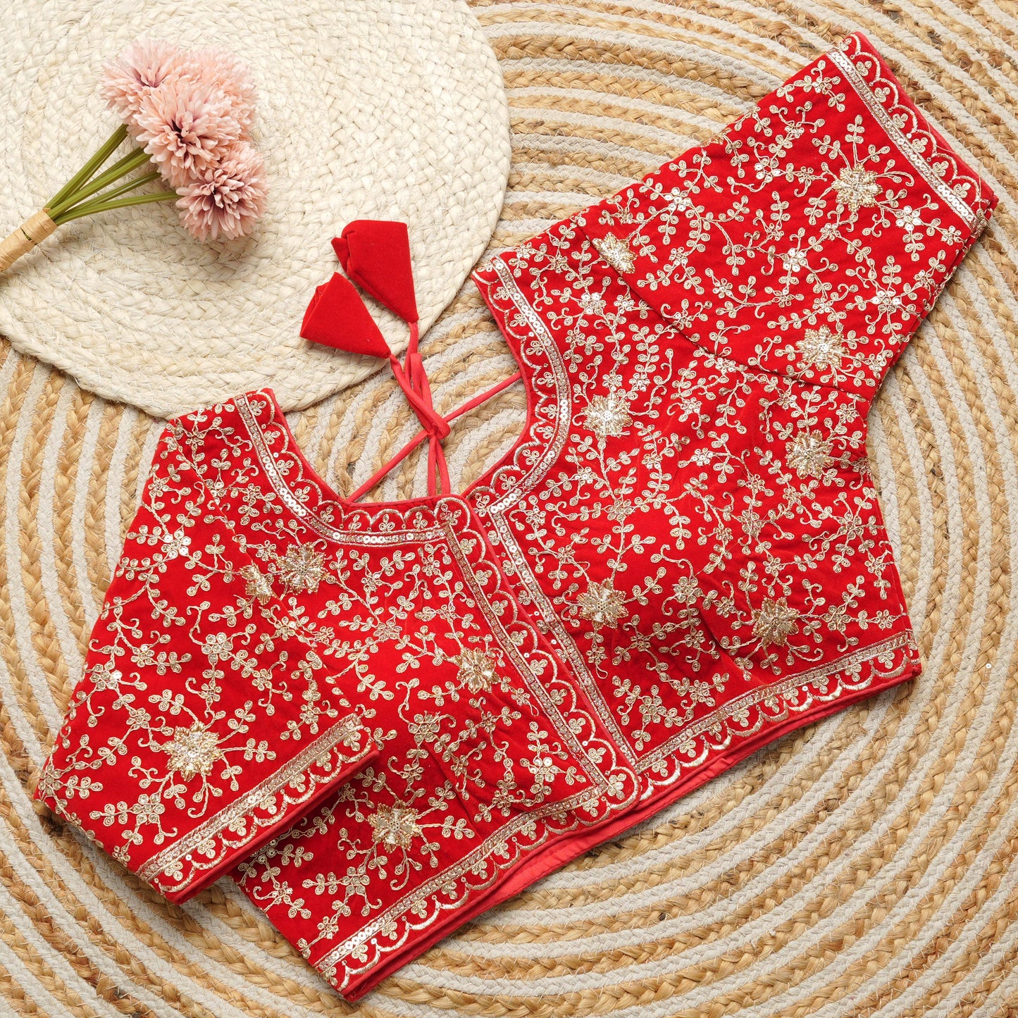 Heavy embroidery work touch up with sequins all over ready made blouses