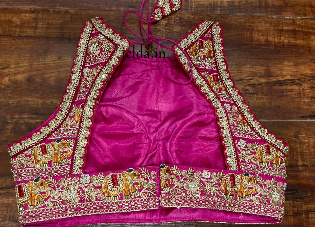 Heavy Embroidery work halter neck sleeveless - custom made blouses