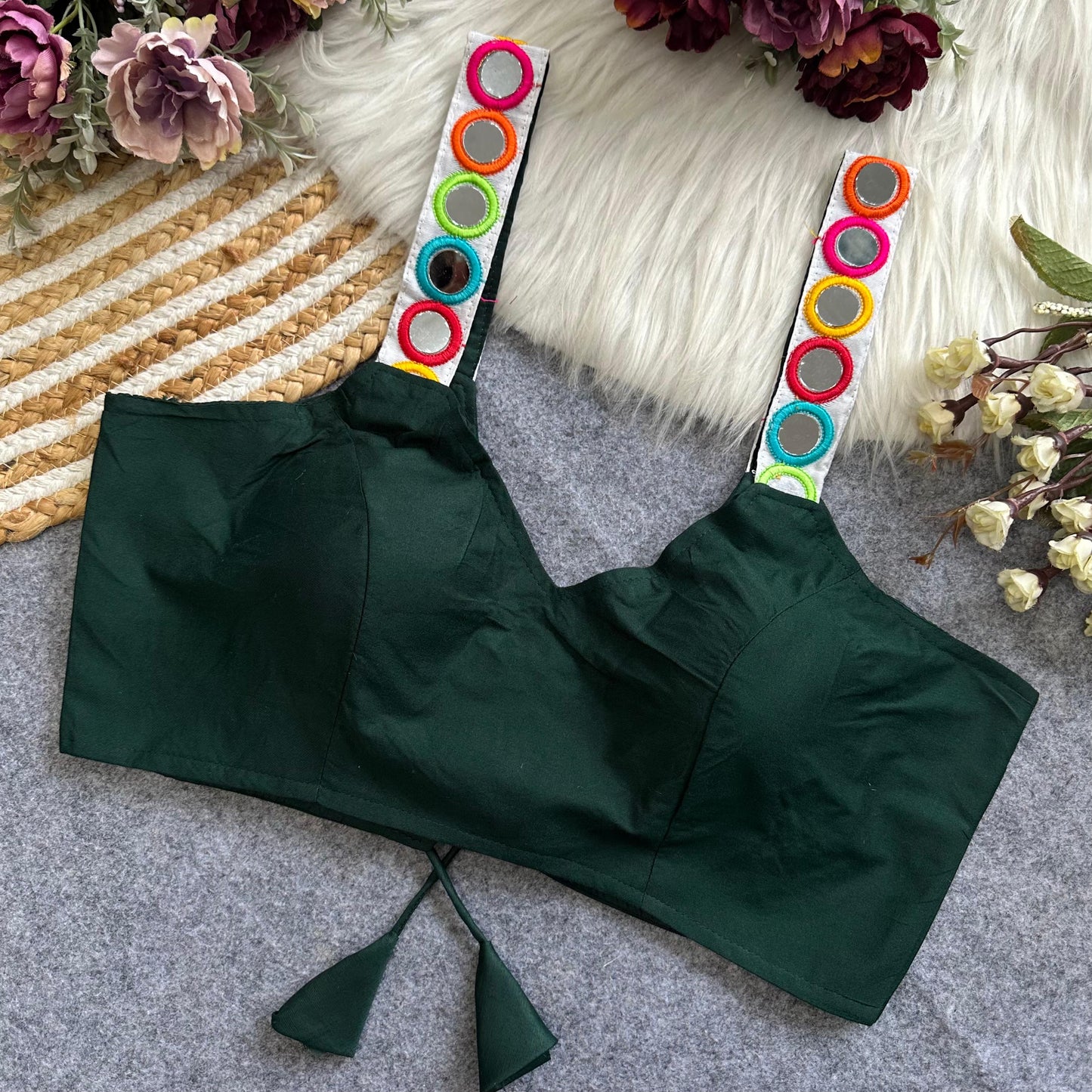 Spaghetti Style Real mirror ready made blouse