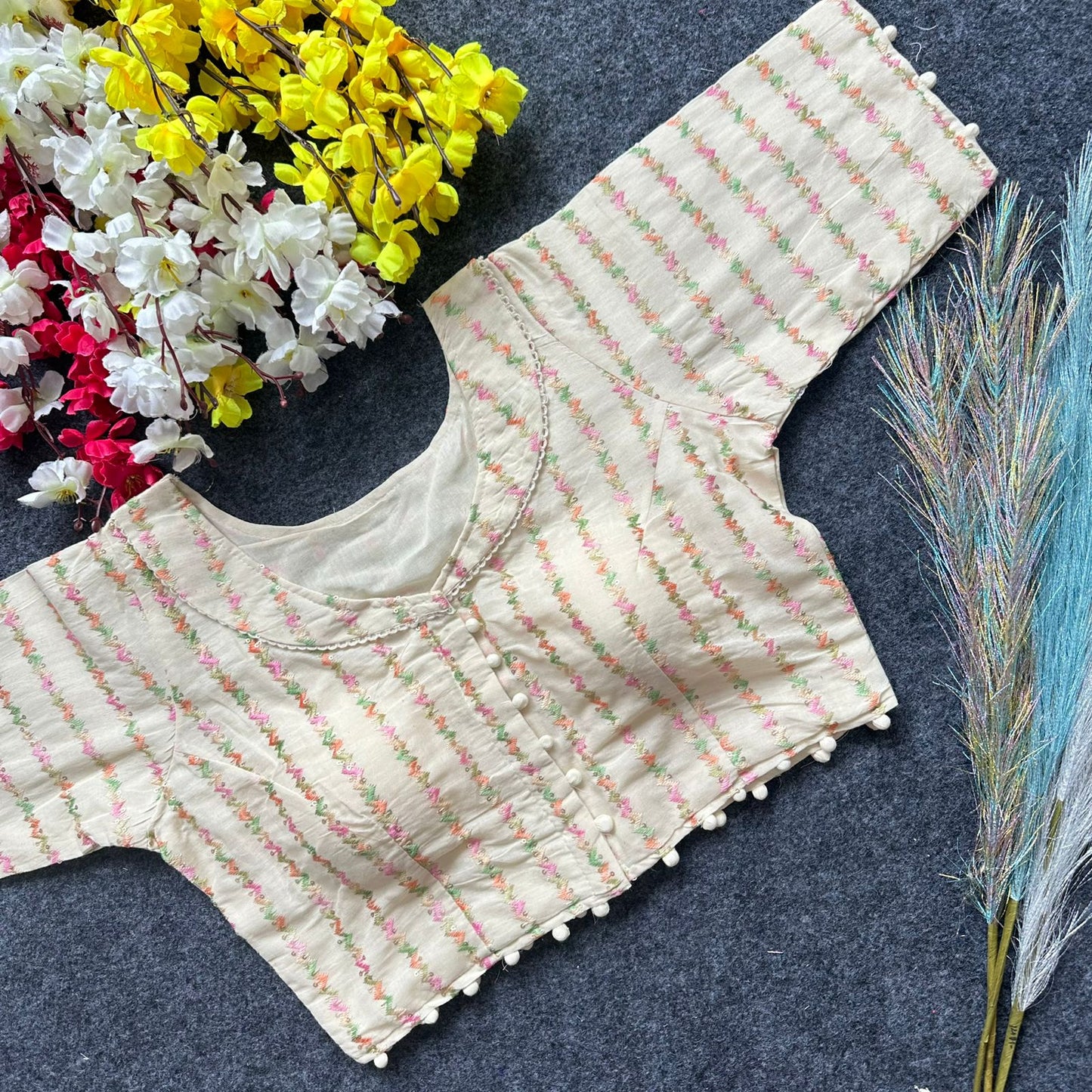 Pure Camric Cotton Diable - Premium Readymade Blouse