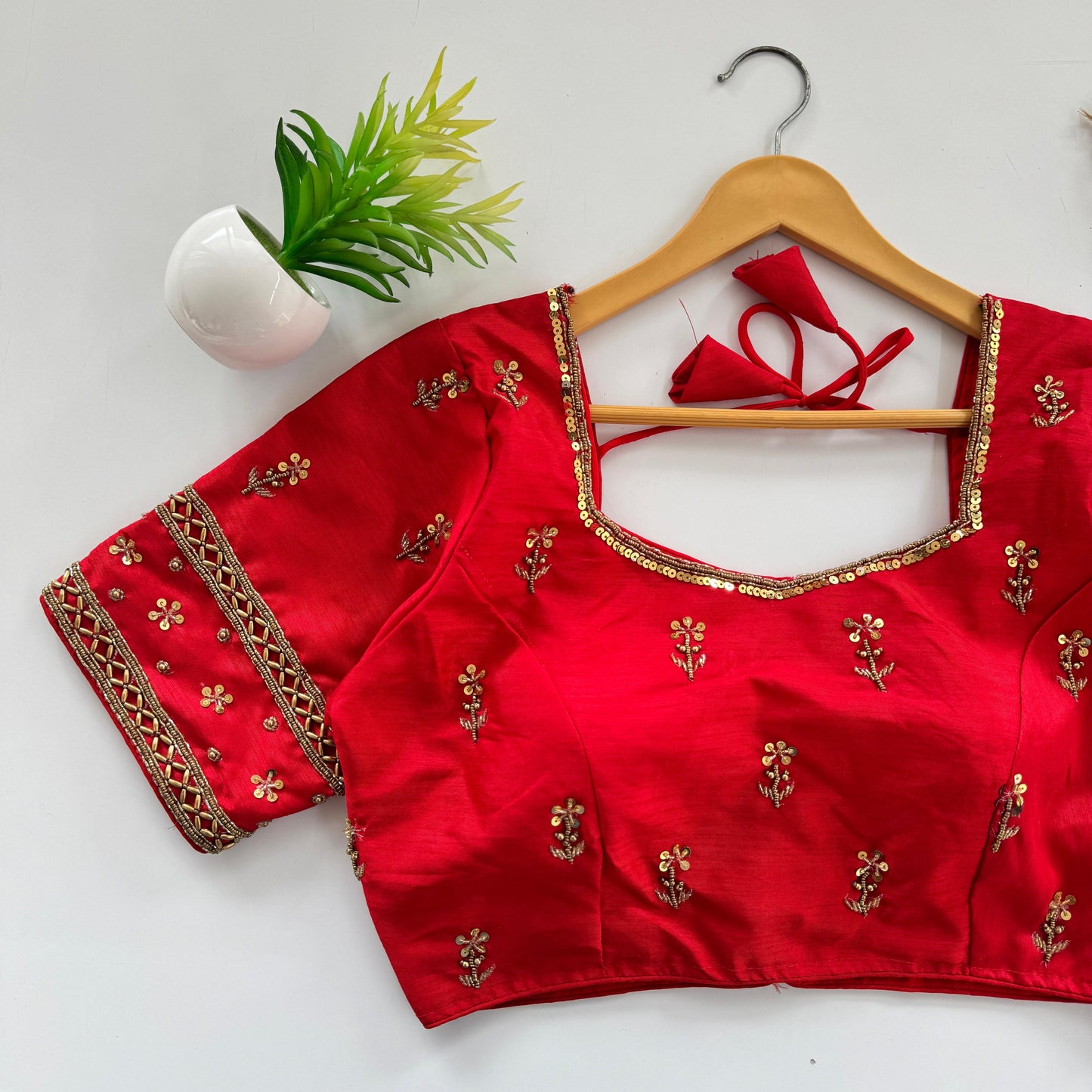 Beautiful handwork all over front and sleeves with designer handwork ready made blouse