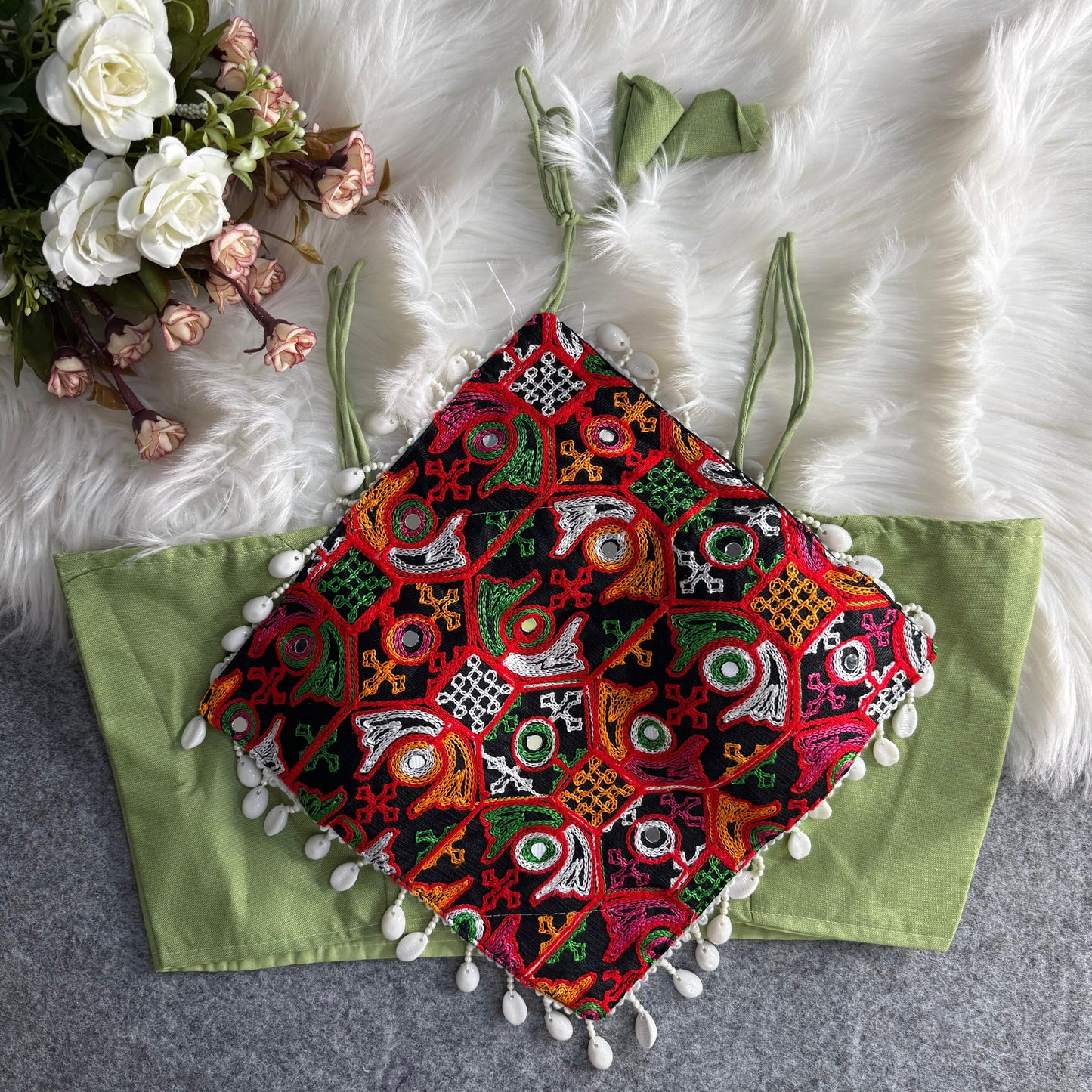 Heavy Embroidery With traditional Lace ready made blouse