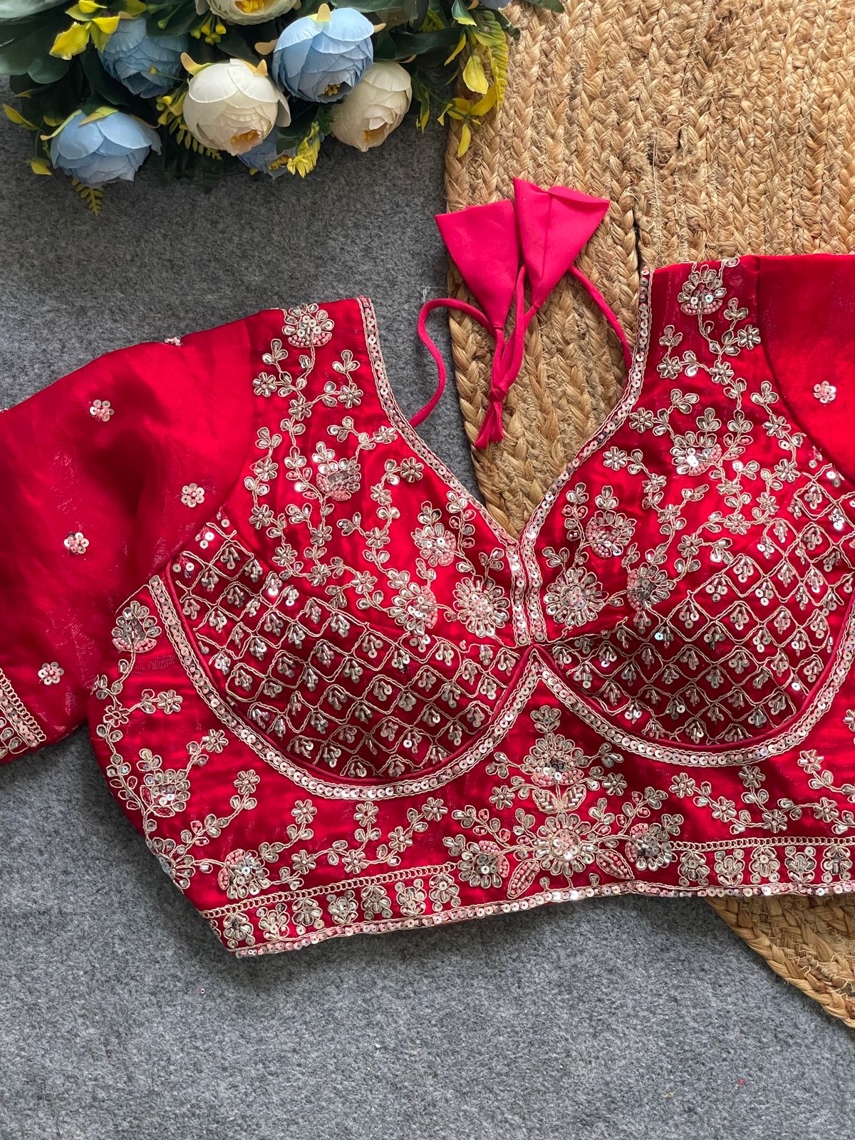 Heavy Handwork + Sequins & Codding Thread Work ready made blouse