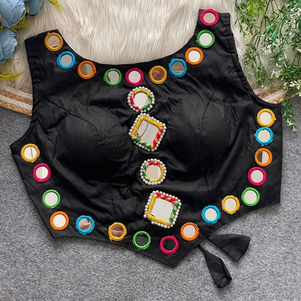 Pure Rayon Cotton With Heavy Mirror Work - Premium Readymade Blouse