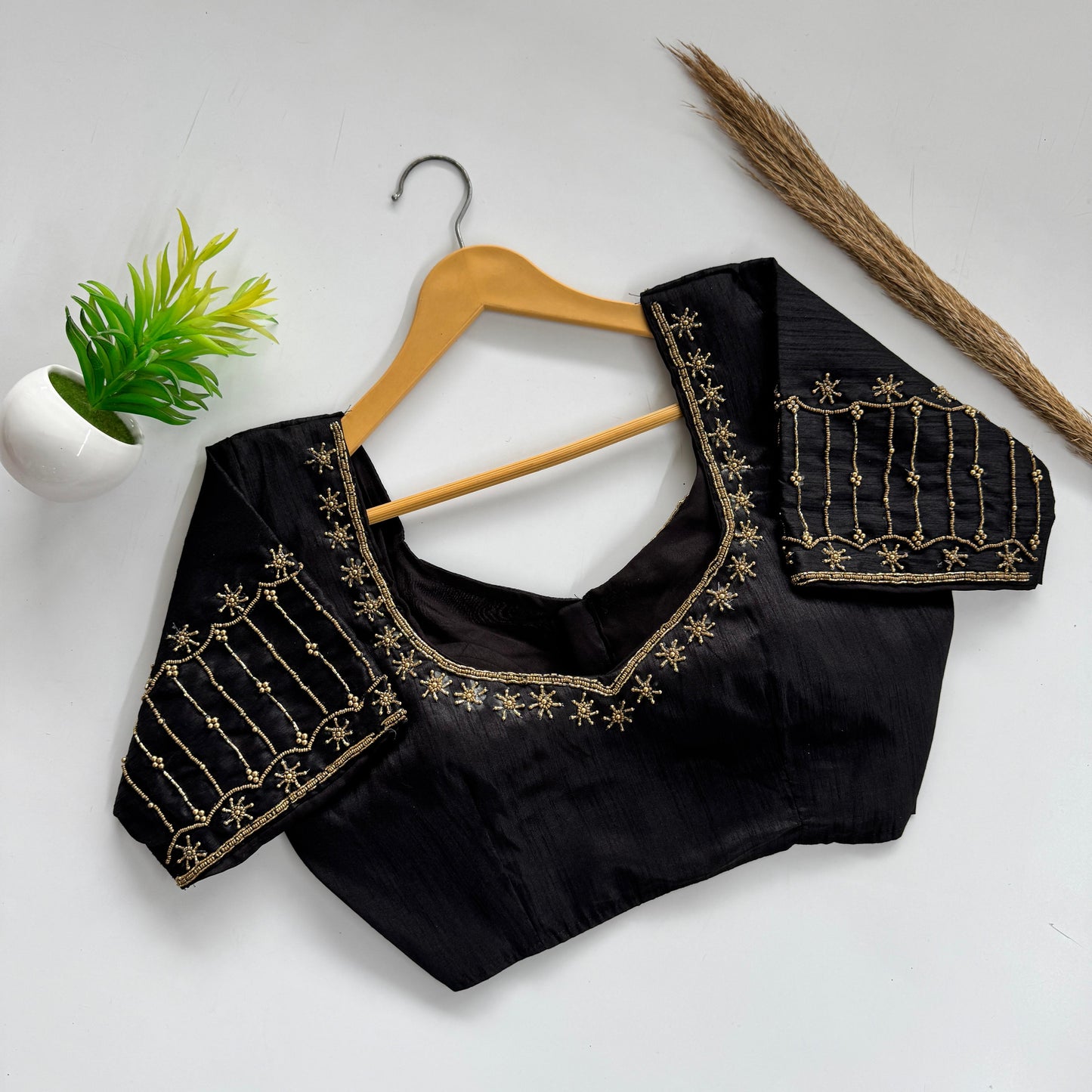 Beautiful handwork all over front and sleeves with designer handwork ready made blouse