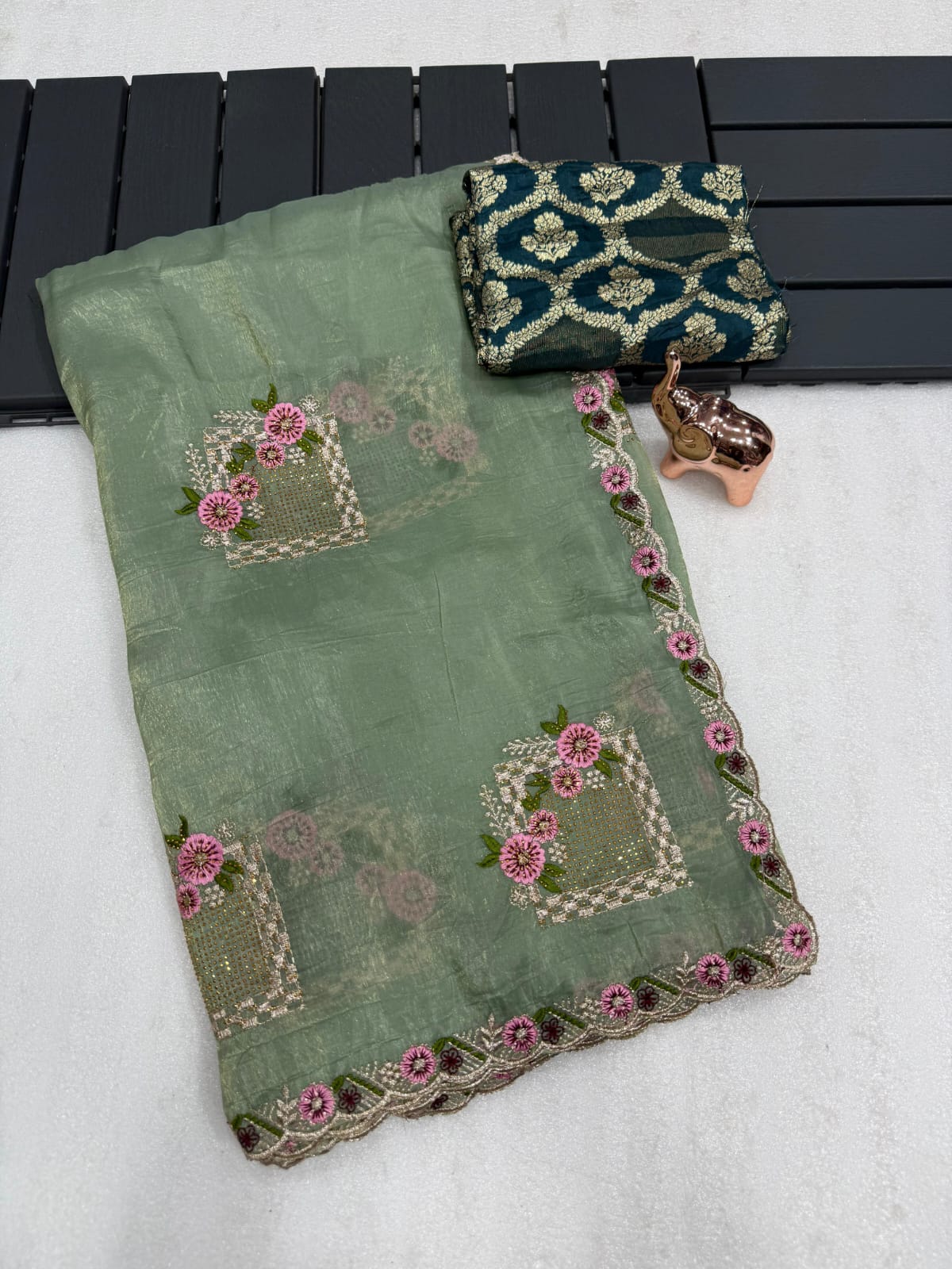 Pure paper silk crush saree