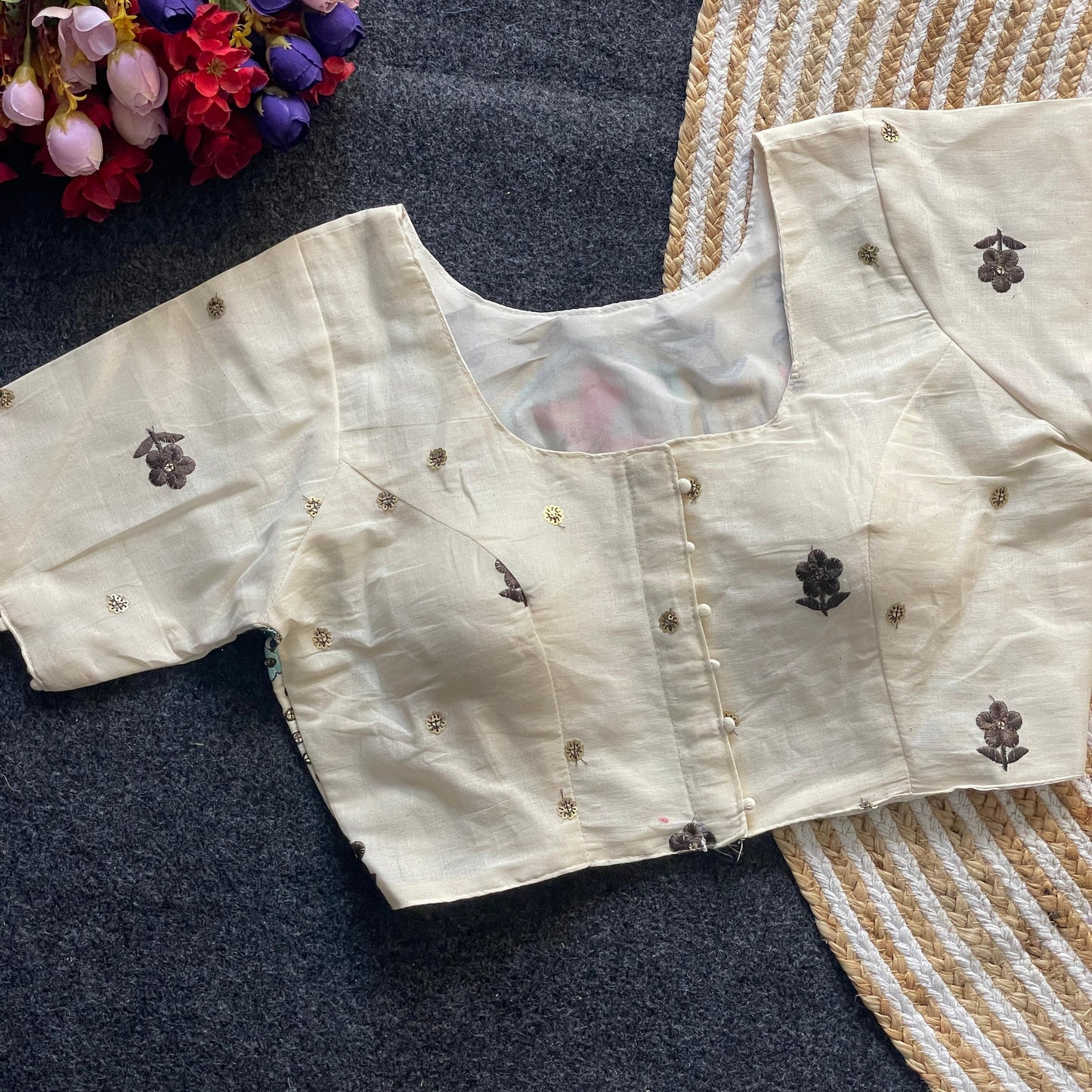 Heavy Cotton Embroidery Work - Premium Ready Made Blouses