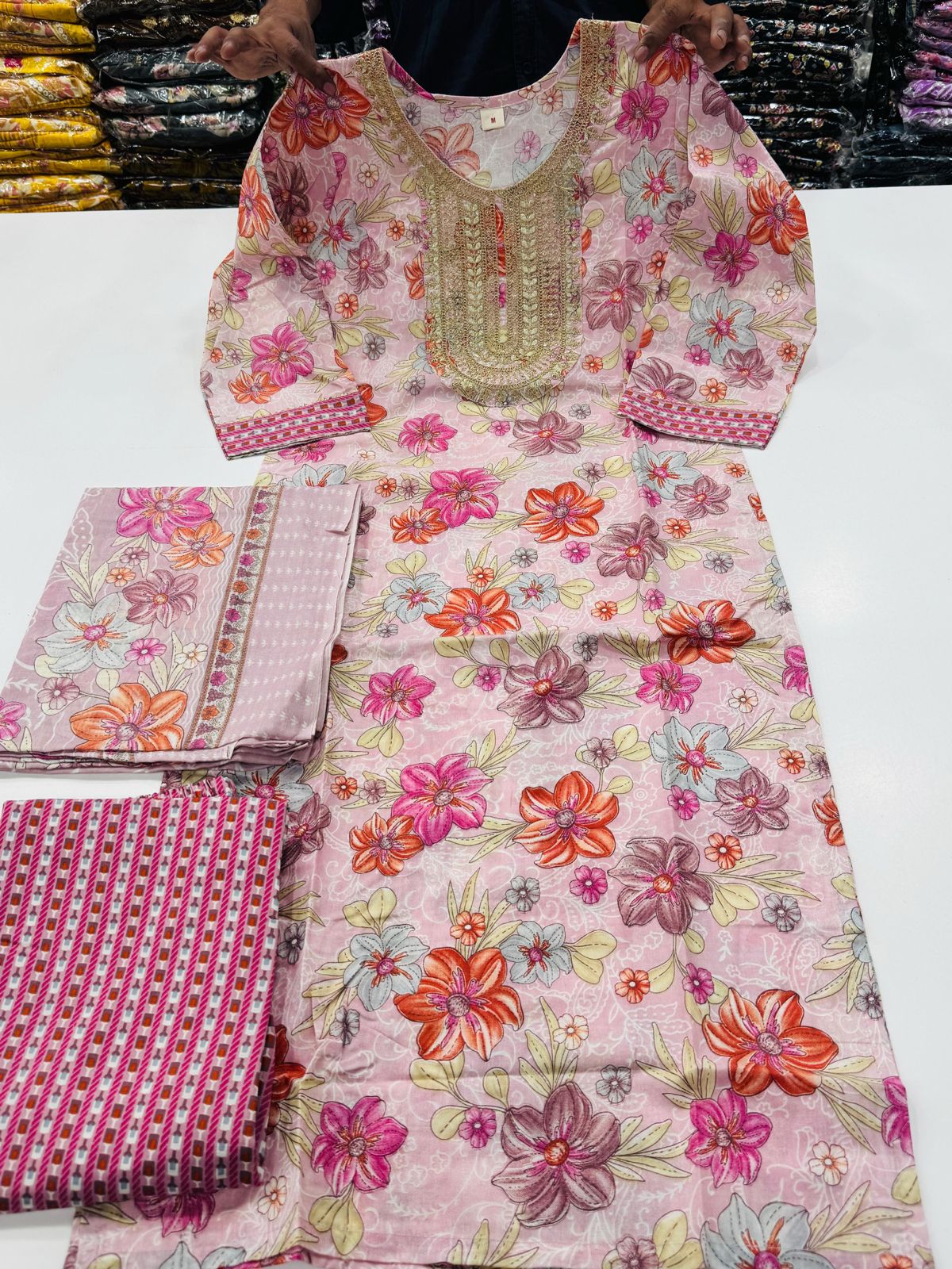 Cotton zari work salwar suit