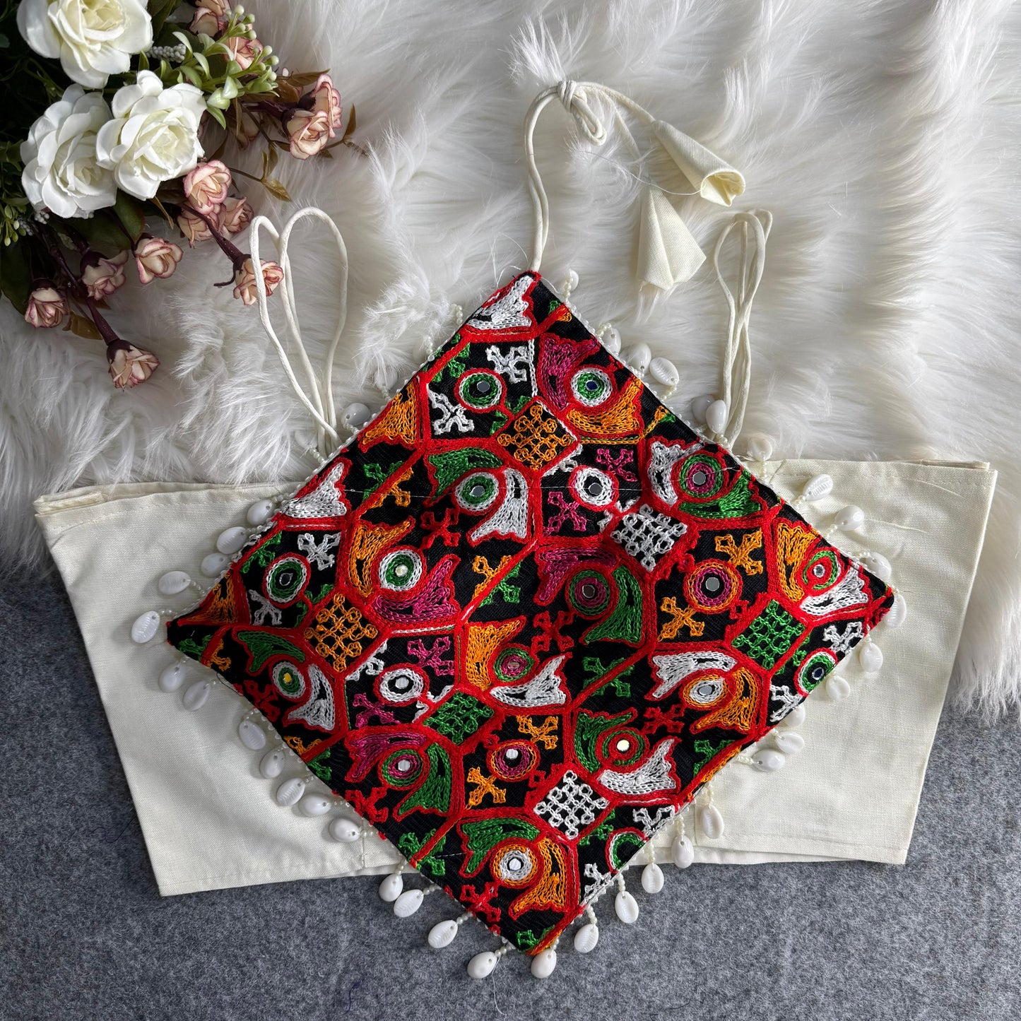 Heavy Embroidery With traditional Lace ready made blouse