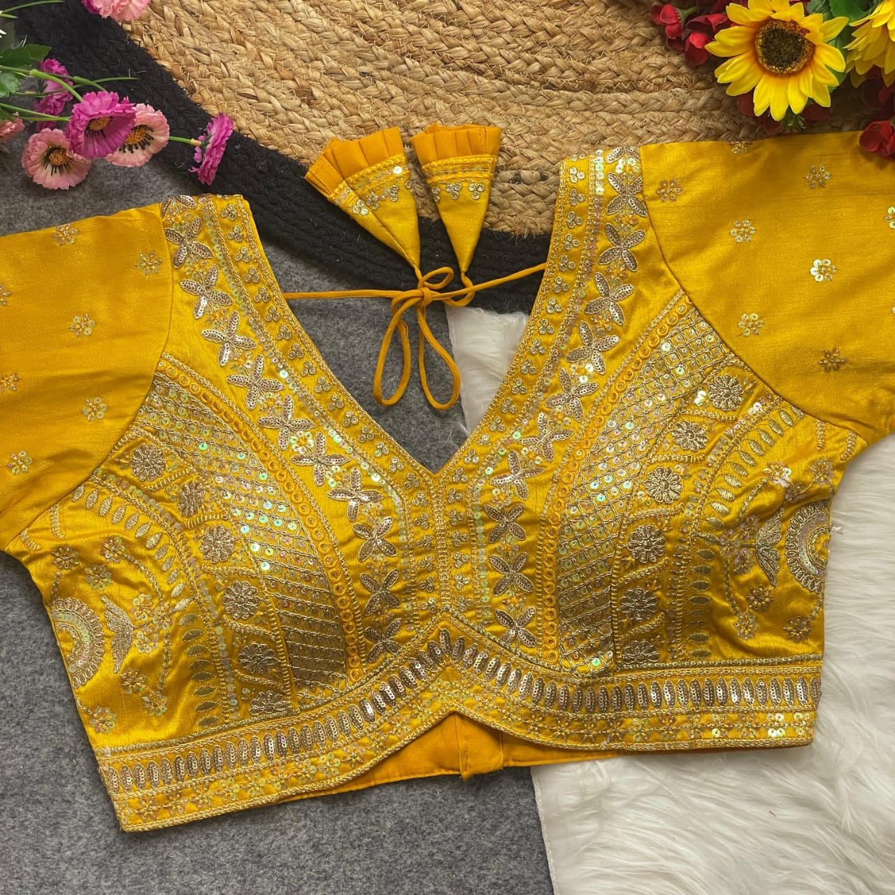 BEAUTIFUL APPLE CUT HEAVY CODDING+THREAD WORK BRIDAL  - PREMIUM READYMADE BLOUSE