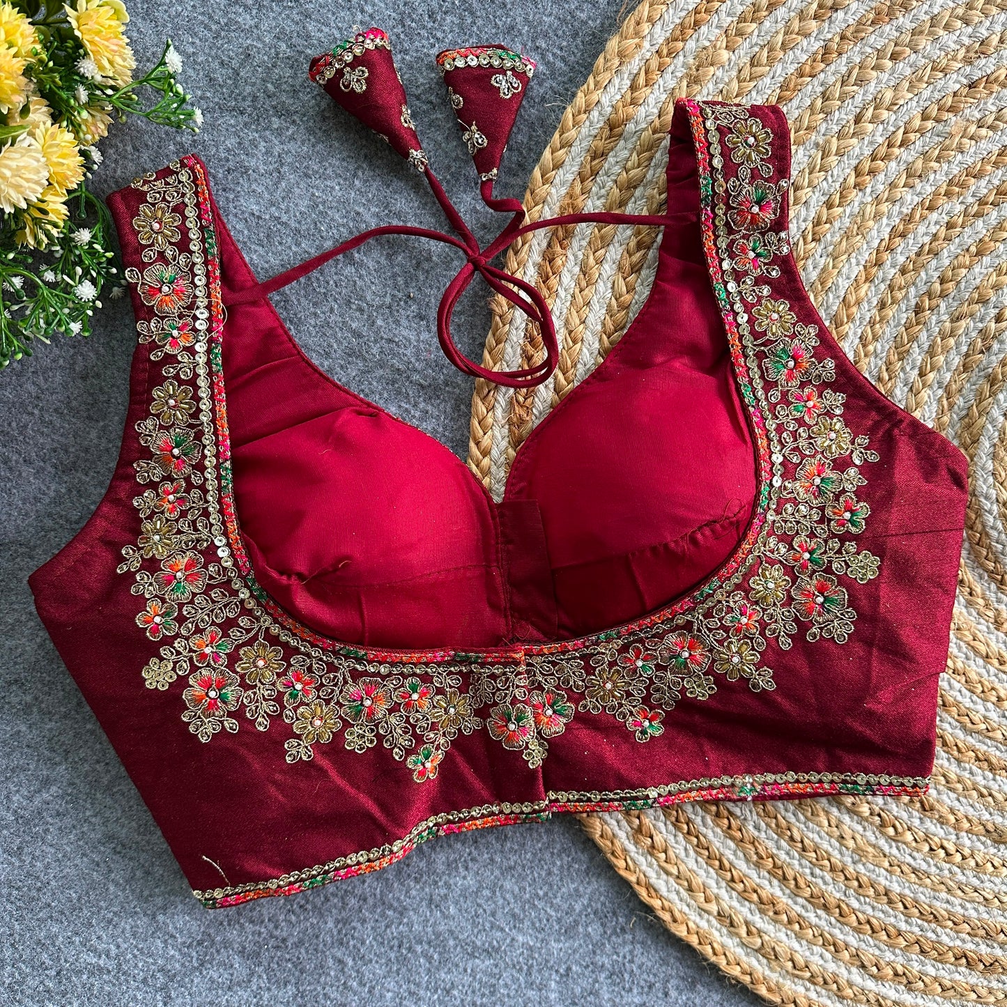 Heavy Zari + Sequins & Beads Work ready made blouse