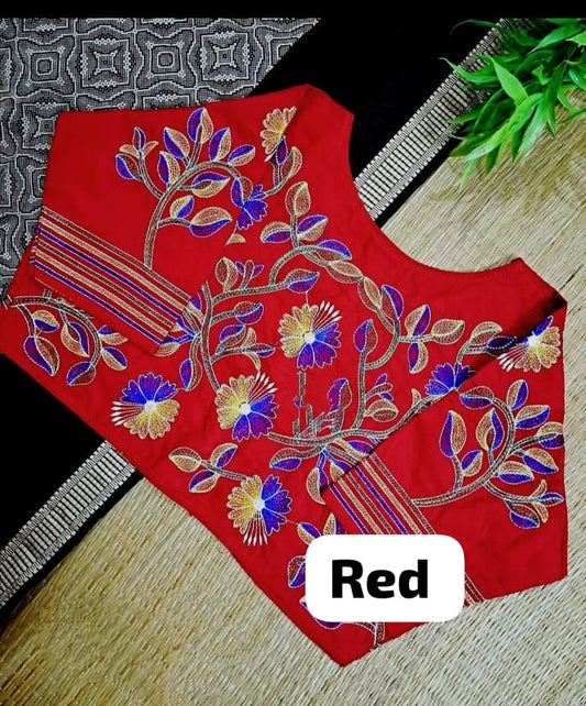 Kantha Embroidery Malai Cotton - Premium Readymade Blouse