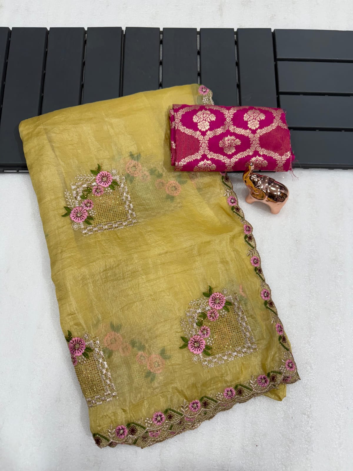 Pure paper silk crush saree
