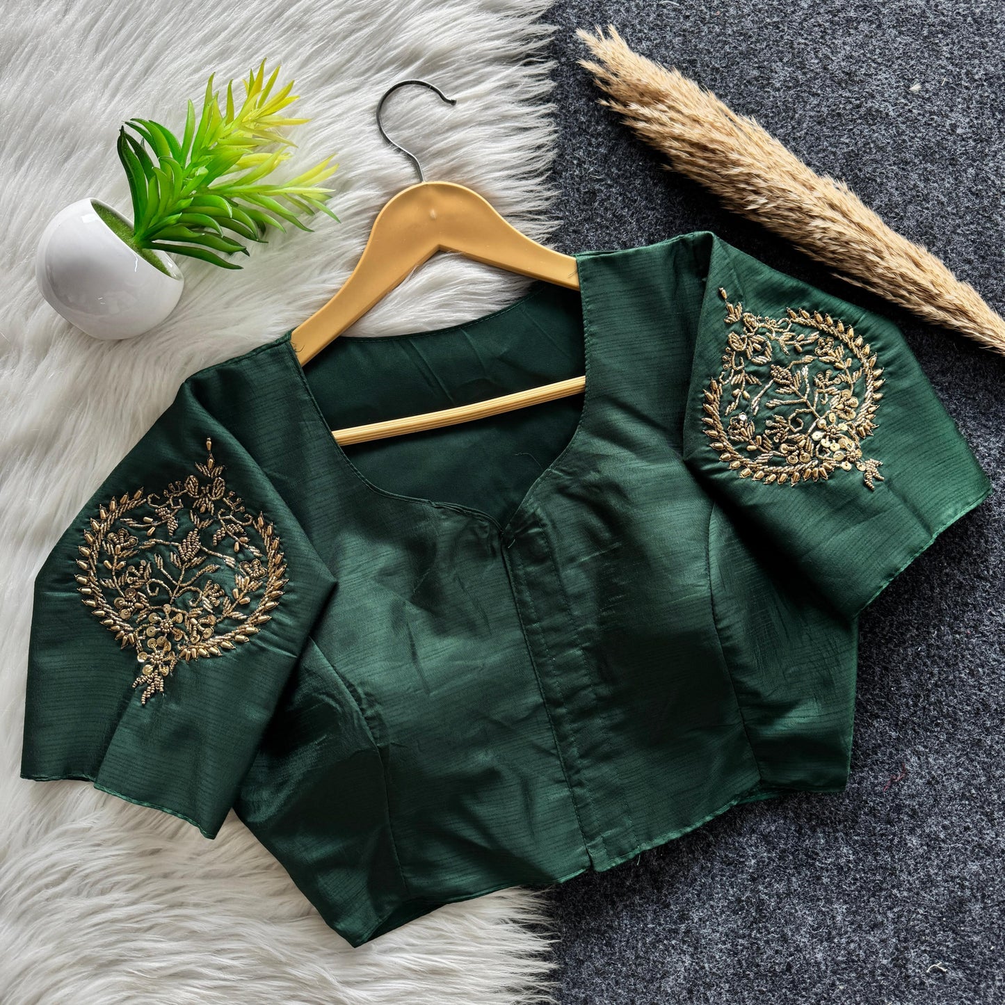 Beautiful handwork all over back and sleeves with designer handwork ready made blouse