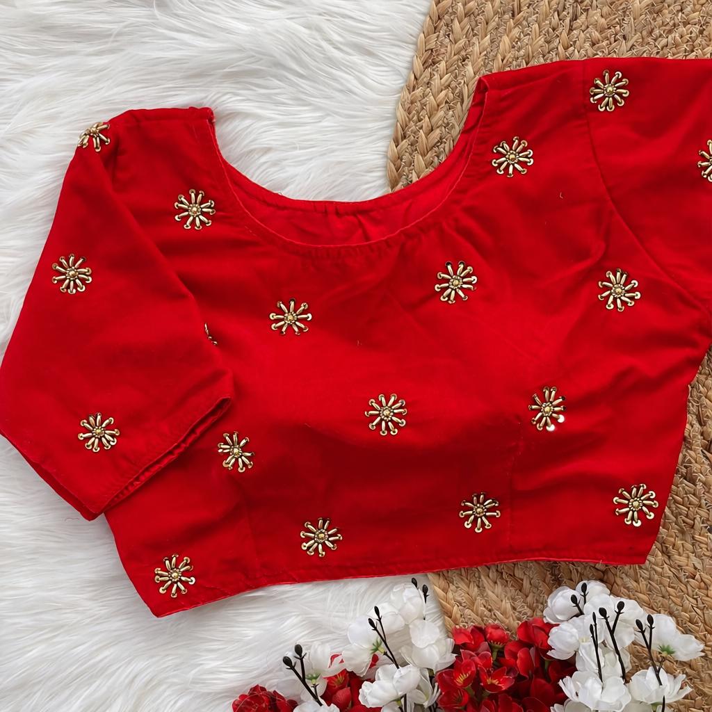 beautiful golden handwork work and sequins & hand thread work all over ready made blouse