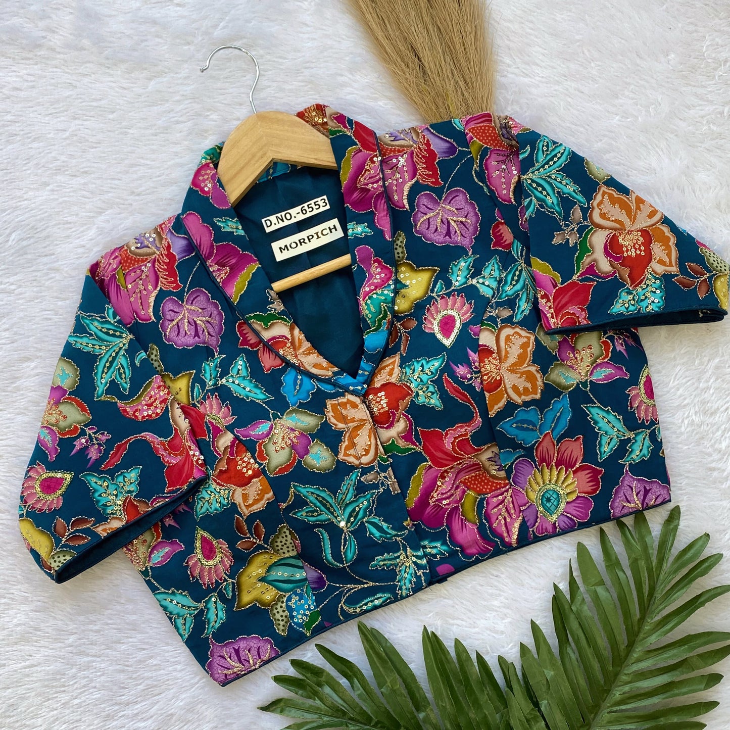 CREAP VISCOSE POJISAN PRINT EMBROIDERY READY MADE BLOUSE