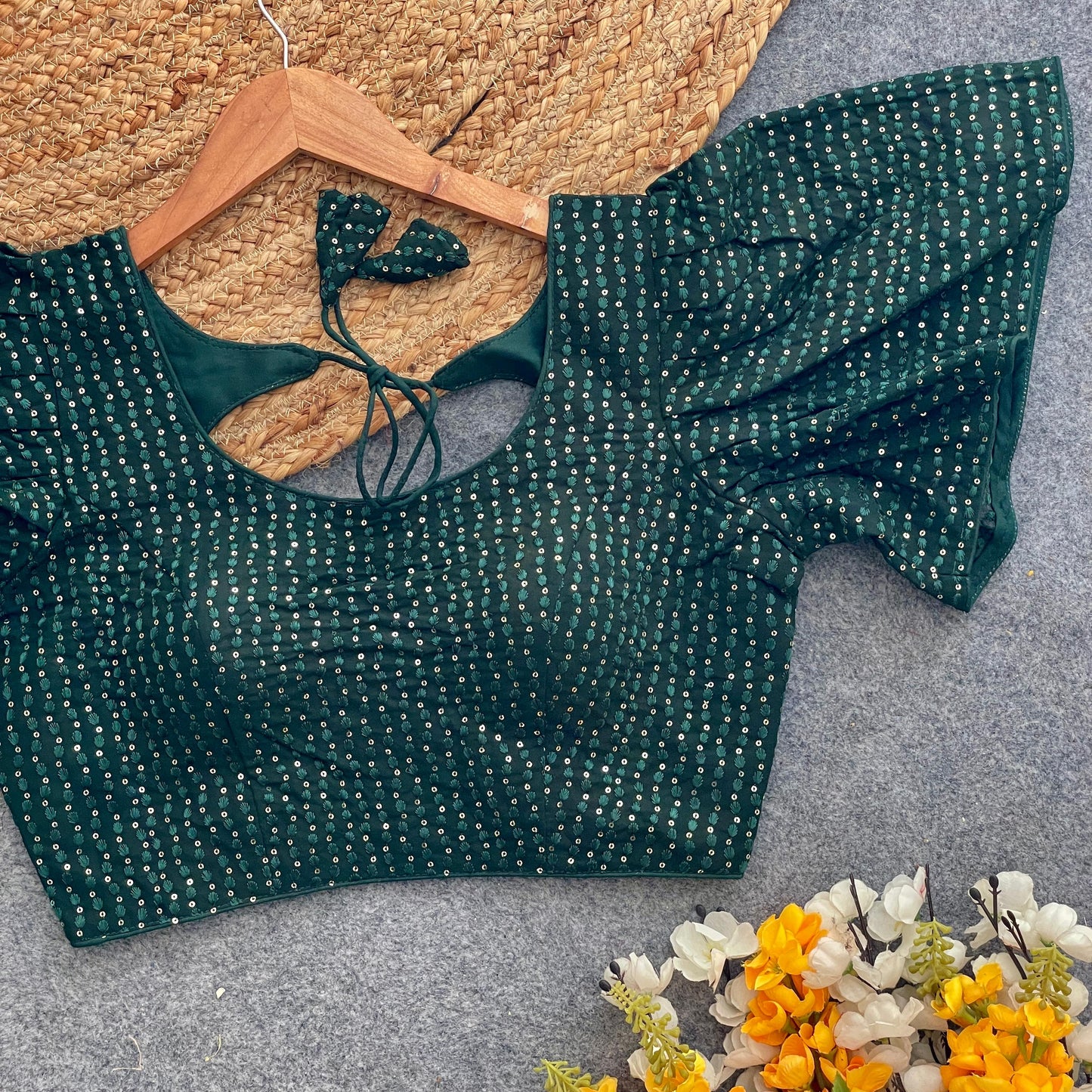 Heavy Georgette with sequins work ready made blouse