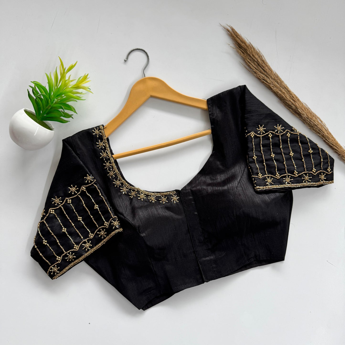 Beautiful handwork all over front and sleeves with designer handwork ready made blouse
