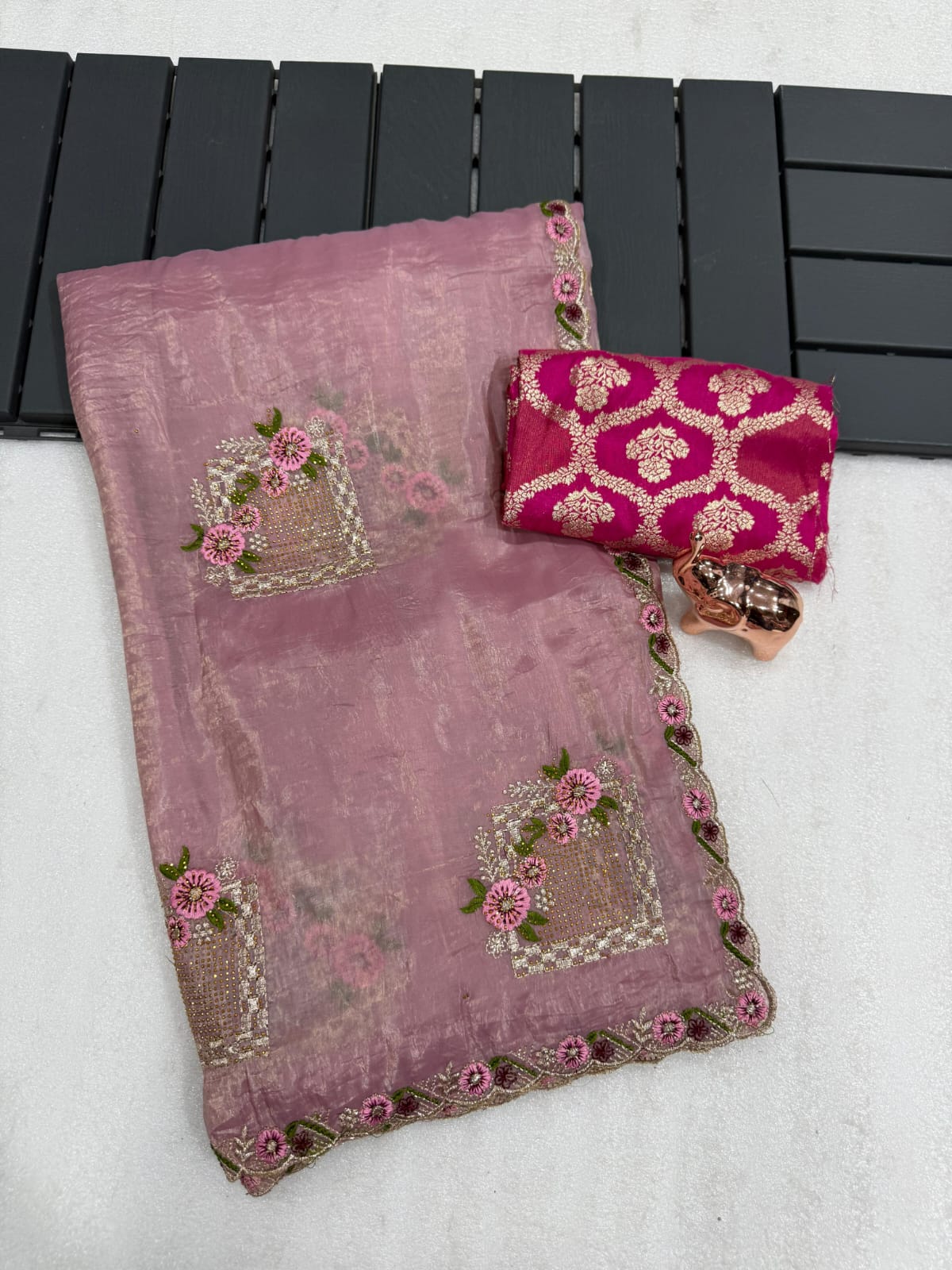 Pure paper silk crush saree