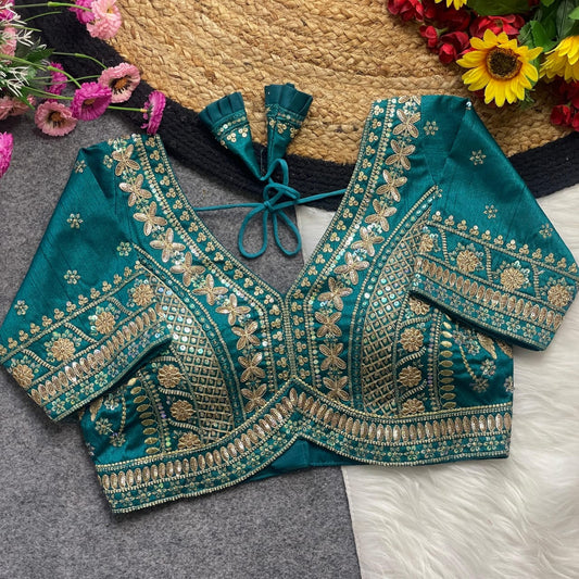 BEAUTIFUL APPLE CUT HEAVY CODDING+THREAD WORK BRIDAL  - PREMIUM READYMADE BLOUSE