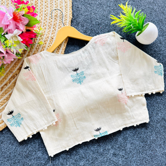 A beauty of embroidery work ready made blouse