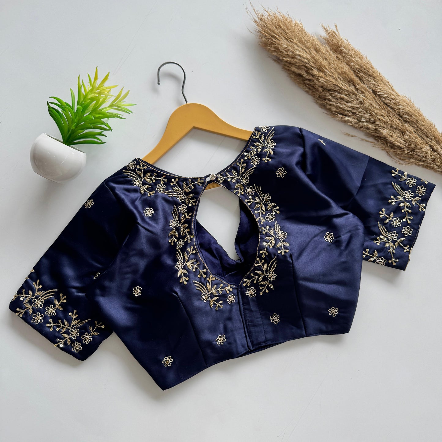 Beautiful handwork all over back and sleeves ready made blouse