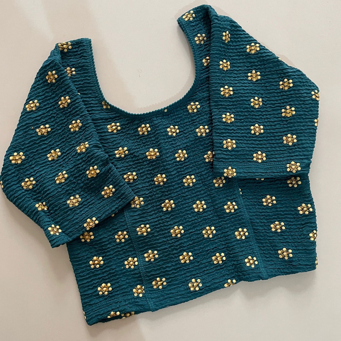 STRETCHABLE CRUSH WITH FOIL WORK - PREMIUM READY MADE BLOUSE