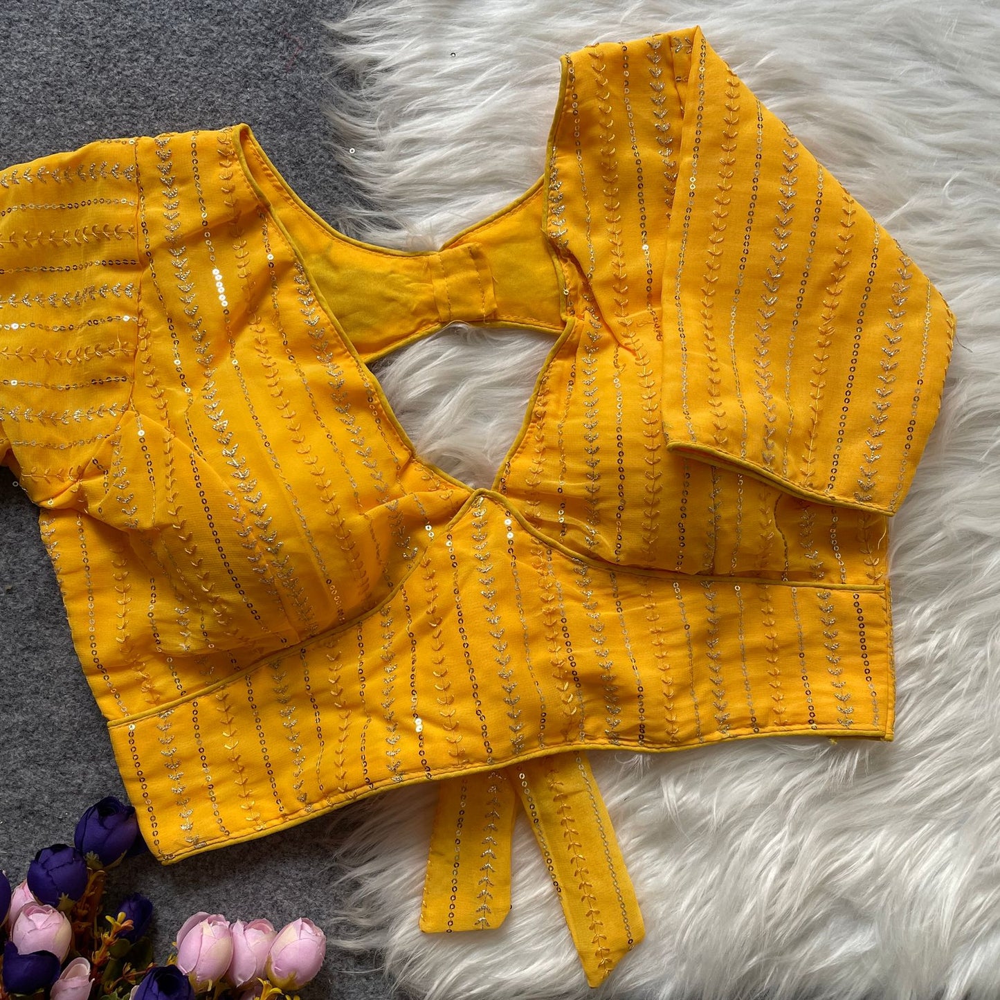 Fox georgette with zari sequins work ready made blouses