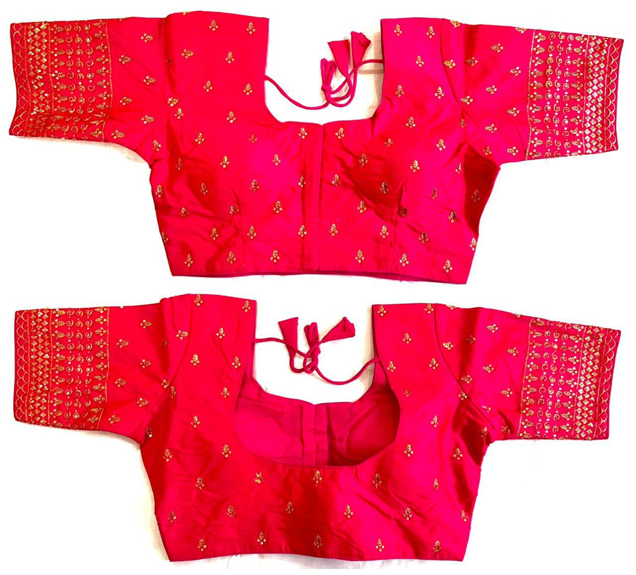 Heavy Silk fabric sequins work, thread and zari work ready made blouse