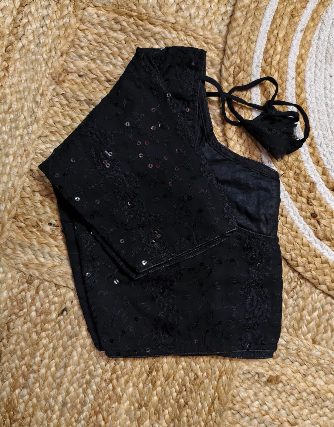 Chikonkari boatneck ready made blouse