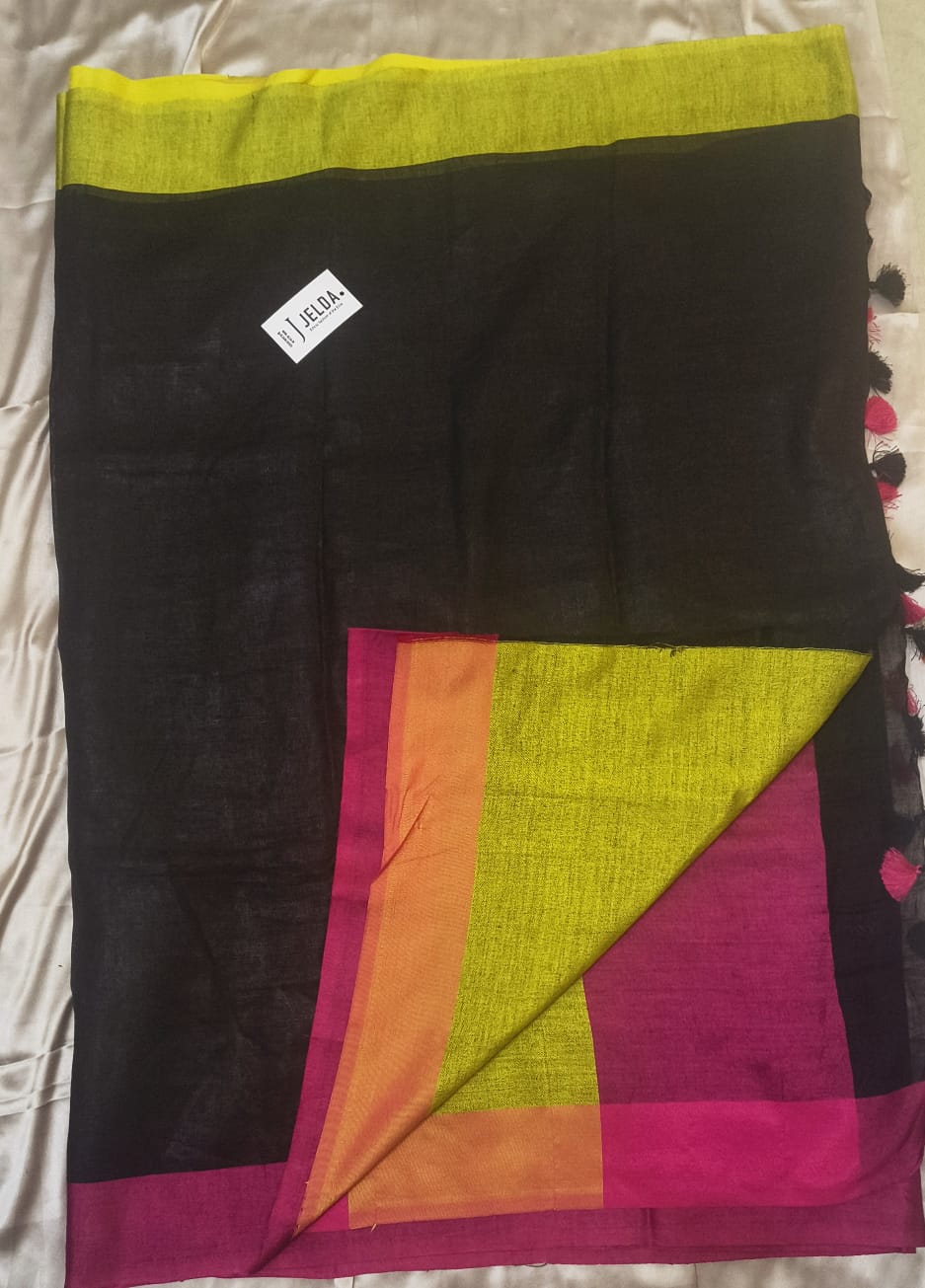 Pure linen cotton saree