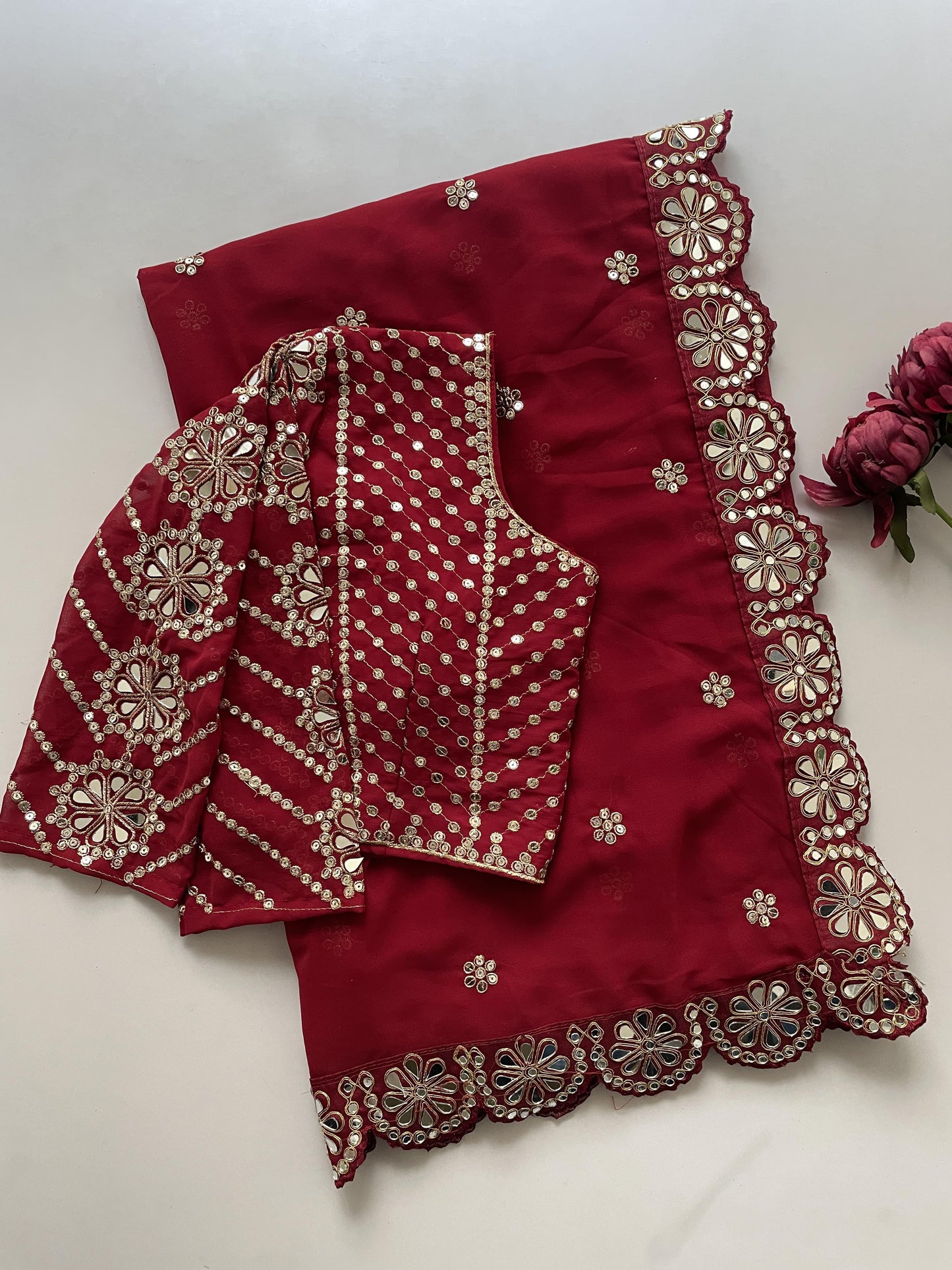 FAUX GEORGETTE WITH HEAVY SEQUINS EMBROIDERY WORK IN SAREE