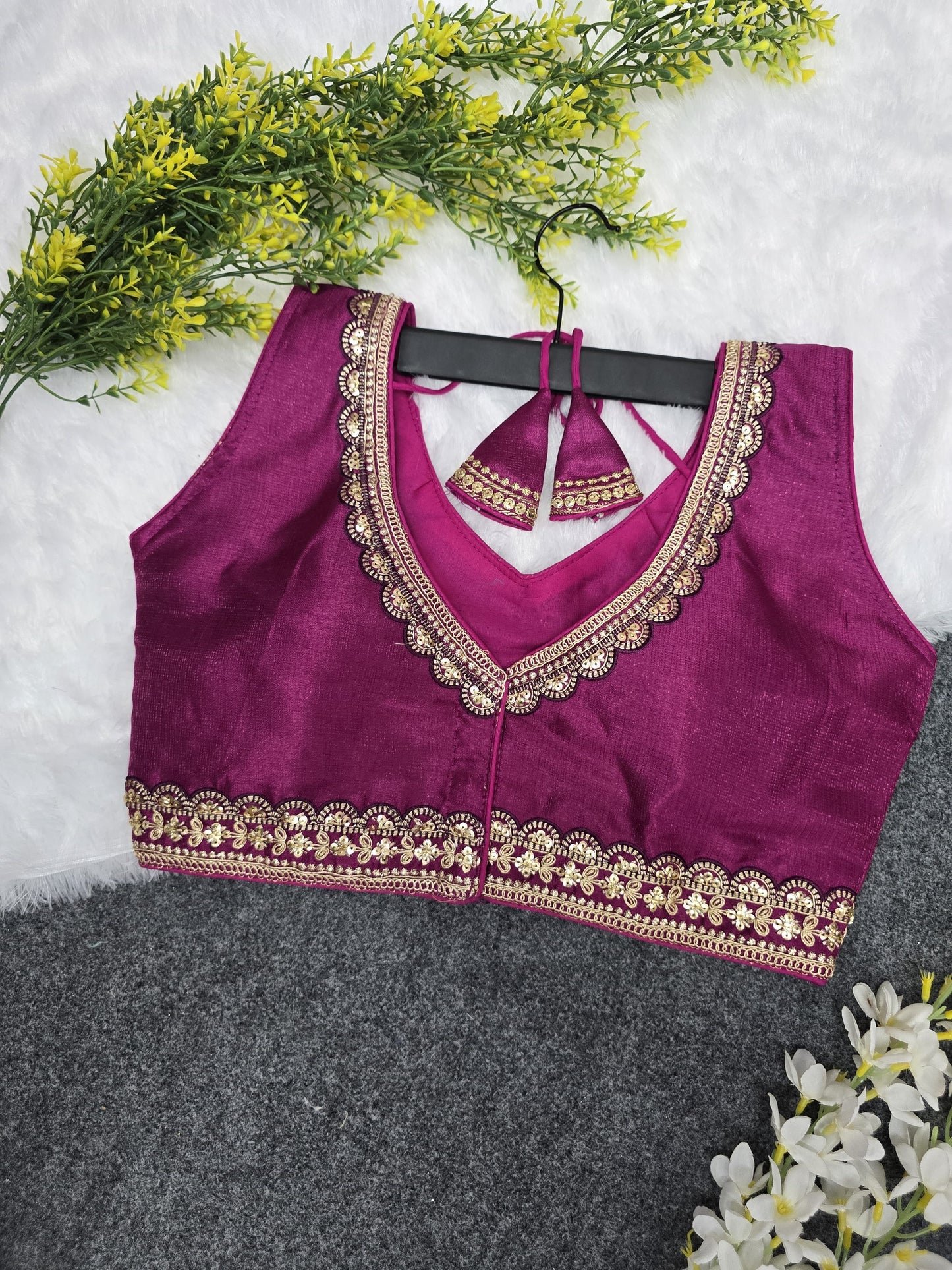 Slub silk partywear ready made blouses