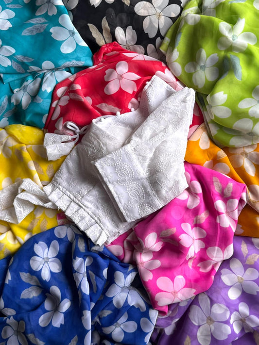 Soft georgett saree with floral prints in all over saree