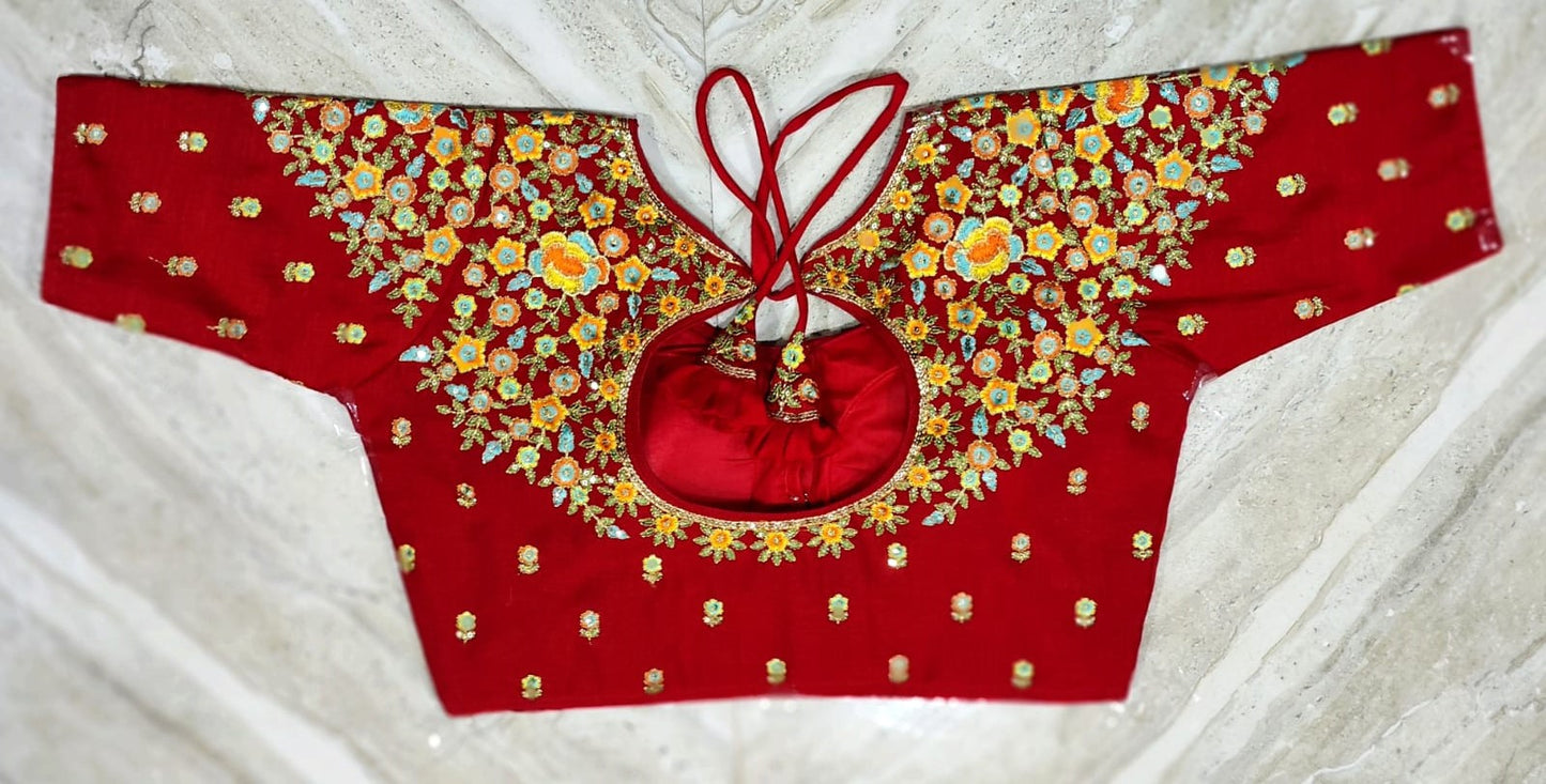 Bridal embroidery ready made blouse
