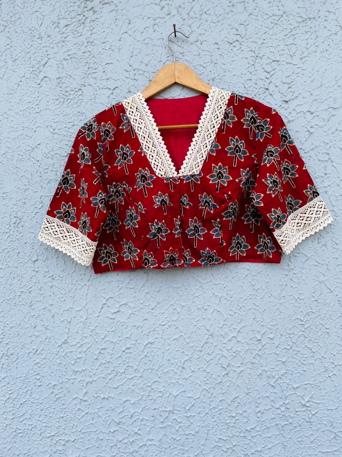 Cotton Printed With Lace Work - Premium Designer Blouse