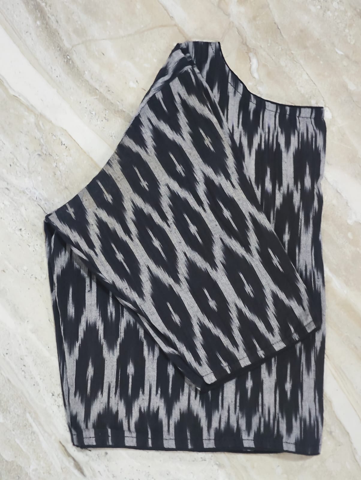 Ikkat Cotton Boatneck - Premium Readymade Blouse