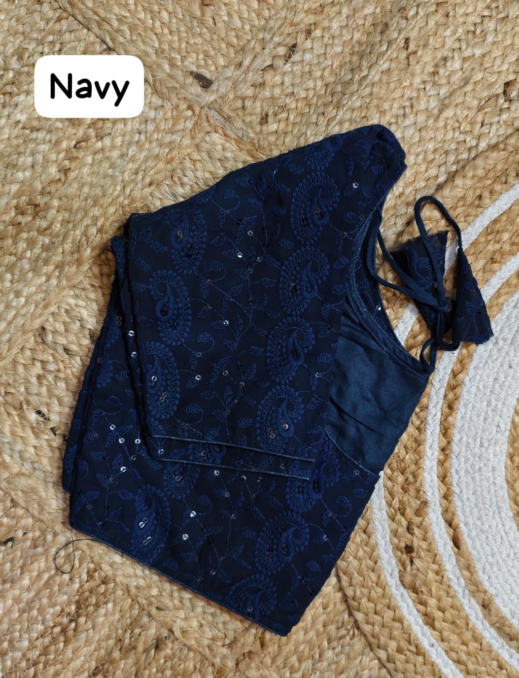 Chikonkari boatneck ready made blouse