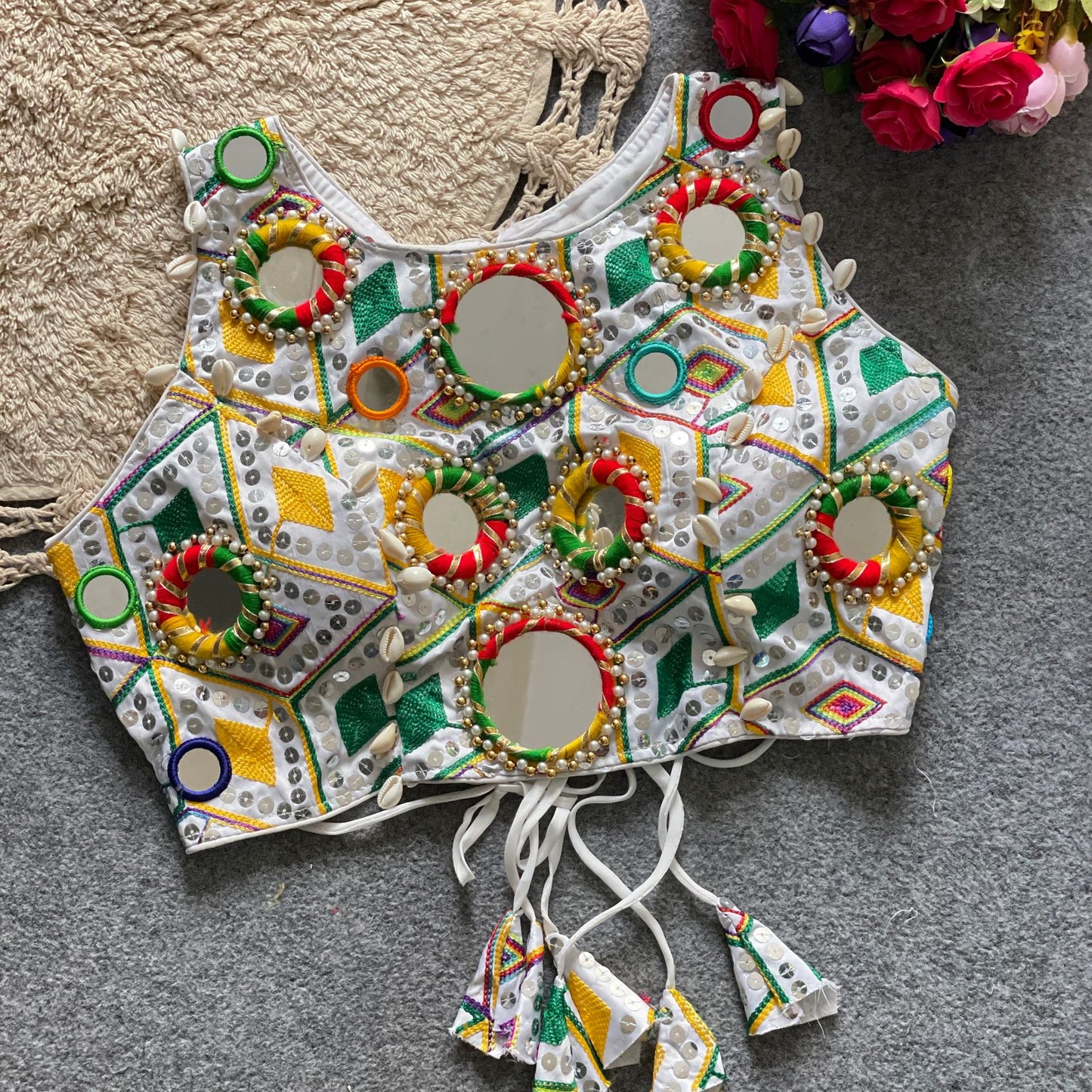 REAL MIRROR WITH MULTI THREAD WORK - PREMIUM READY MADE BLOUSE