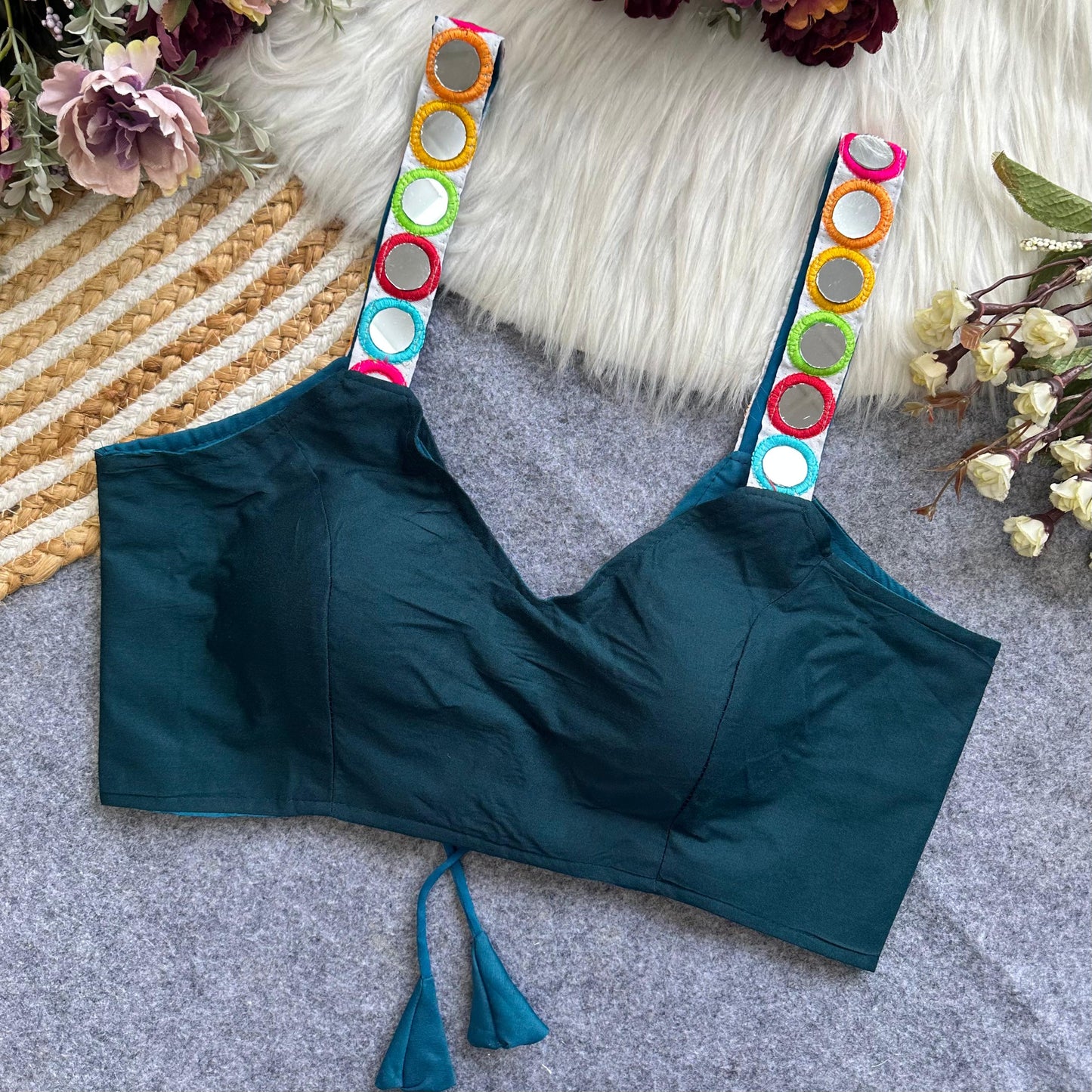 Spaghetti Style Real mirror ready made blouse