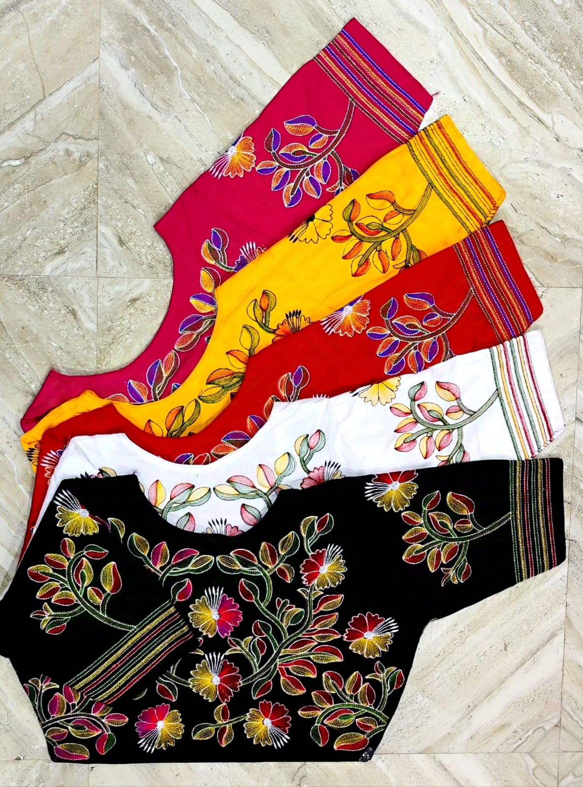 Kantha Embroidery Malai Cotton - Premium Readymade Blouse