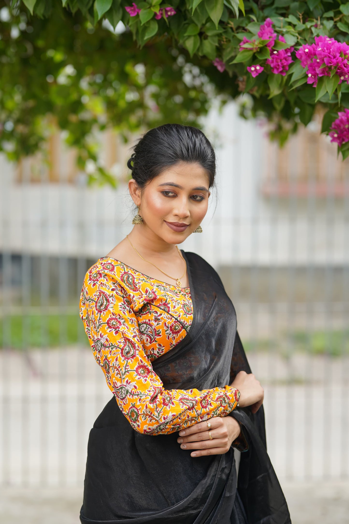 Kalamkari cotton full sleeve ready made blouse