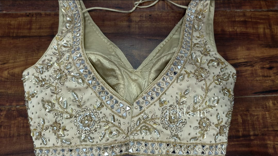 Heavy Embroidery work sleeveless - custom made blouses