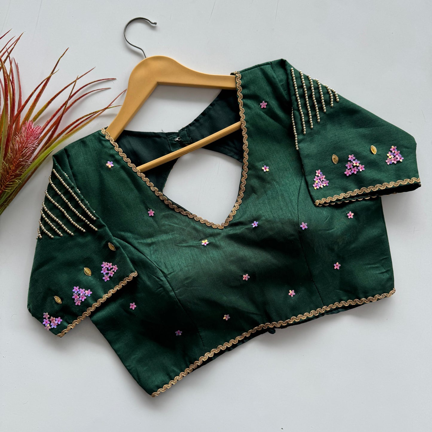 A beauty of golden handwork work all over ready made blouses