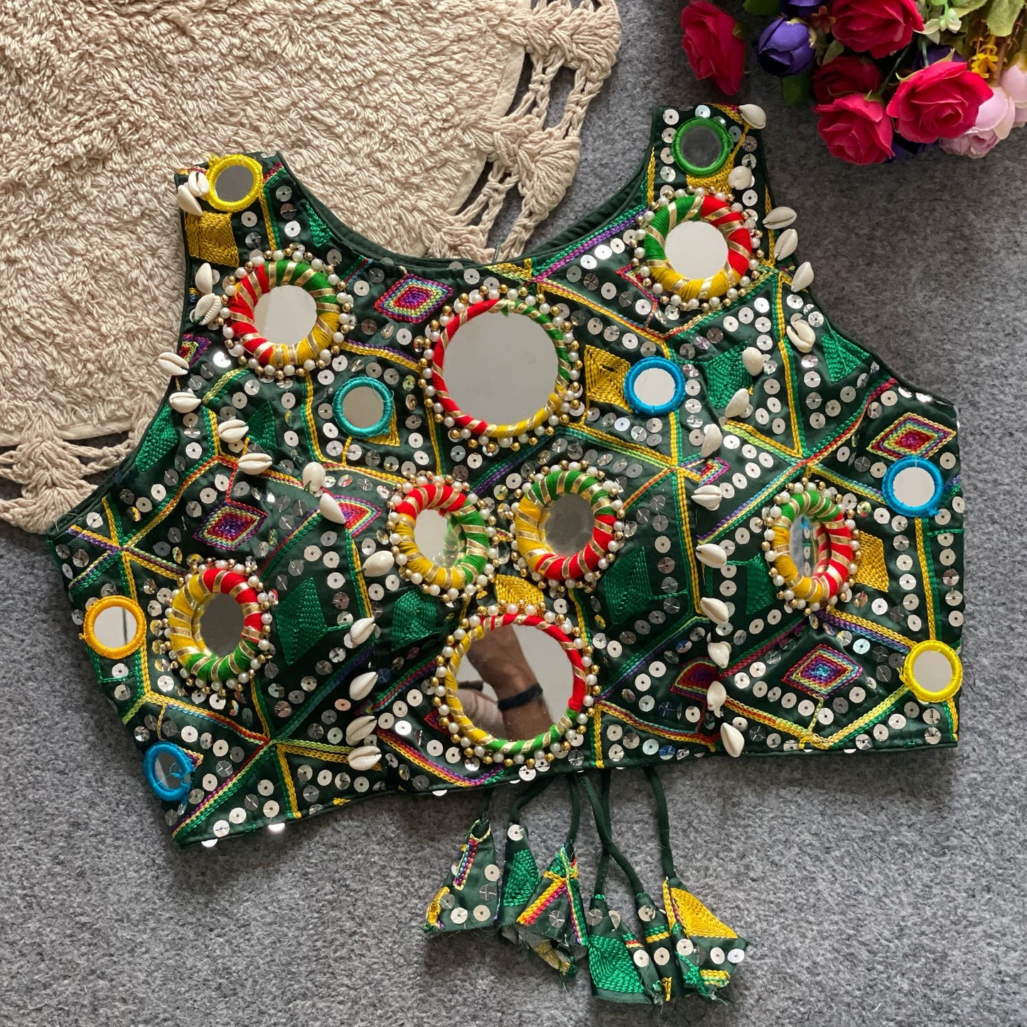 REAL MIRROR WITH MULTI THREAD WORK - PREMIUM READY MADE BLOUSE