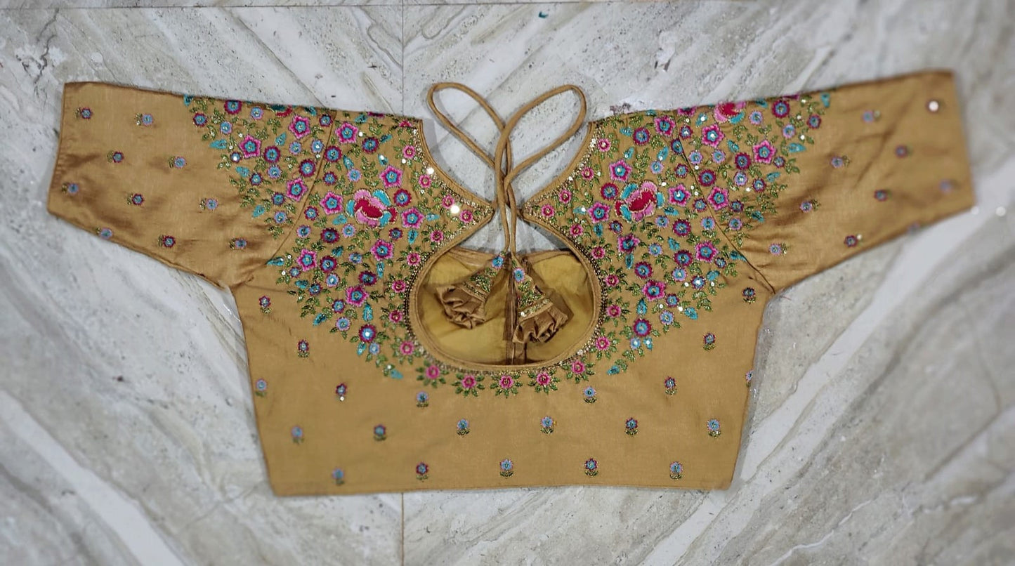 Bridal embroidery ready made blouse
